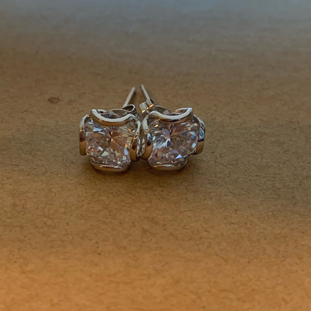 Diamond sterling earrings.